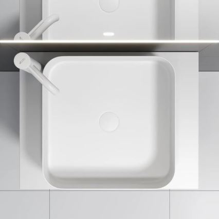 Lavabo da appoggio LJORDAL 40x40 cm acciaio/bianco