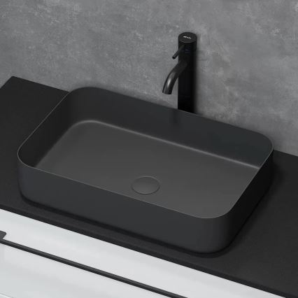 Lavabo da appoggio LJORDAL 52 x 34 cm acciaio inox/nero