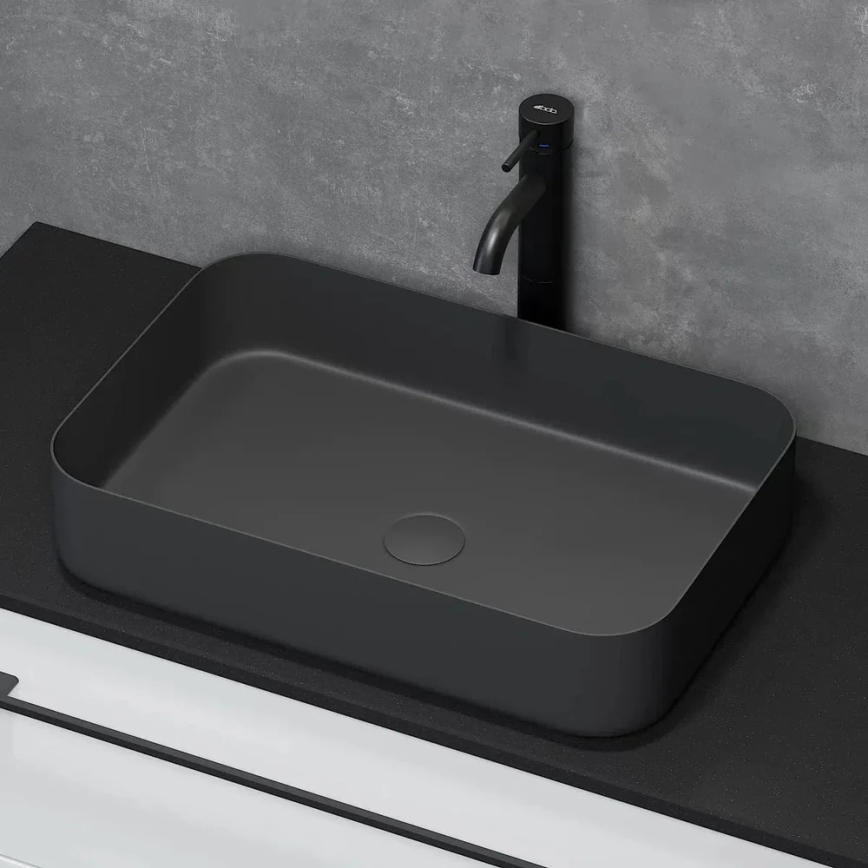 Lavabo da appoggio LJORDAL 52 x 34 cm acciaio inox/nero