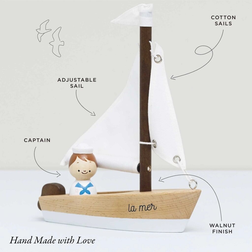 Le Toy Van - Holz-Segelboot mit Kapitän Buche
