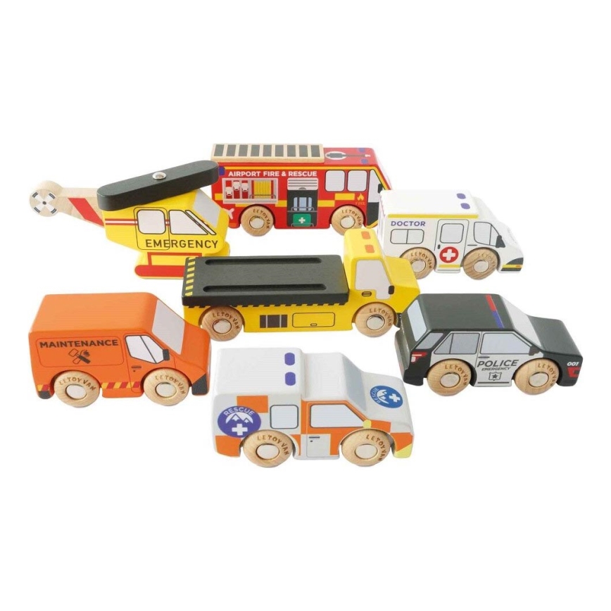 Le Toy Van - Set di macchine di soccorso con elicottero