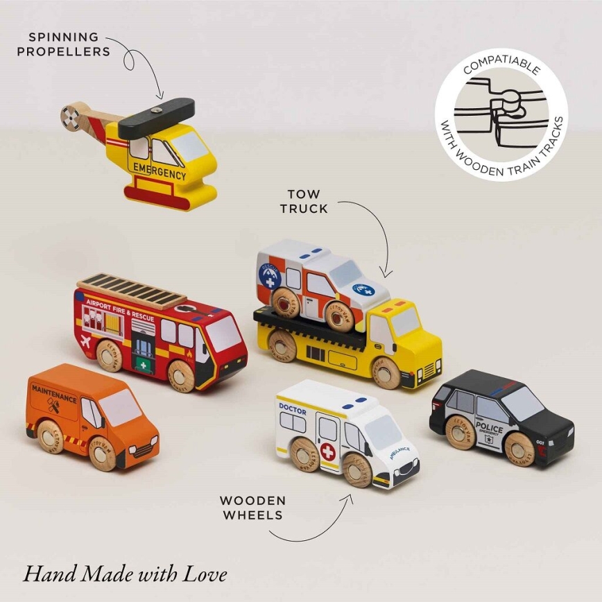 Le Toy Van - Set di macchine di soccorso con elicottero