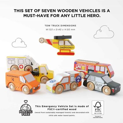 Le Toy Van - Set di macchine di soccorso con elicottero