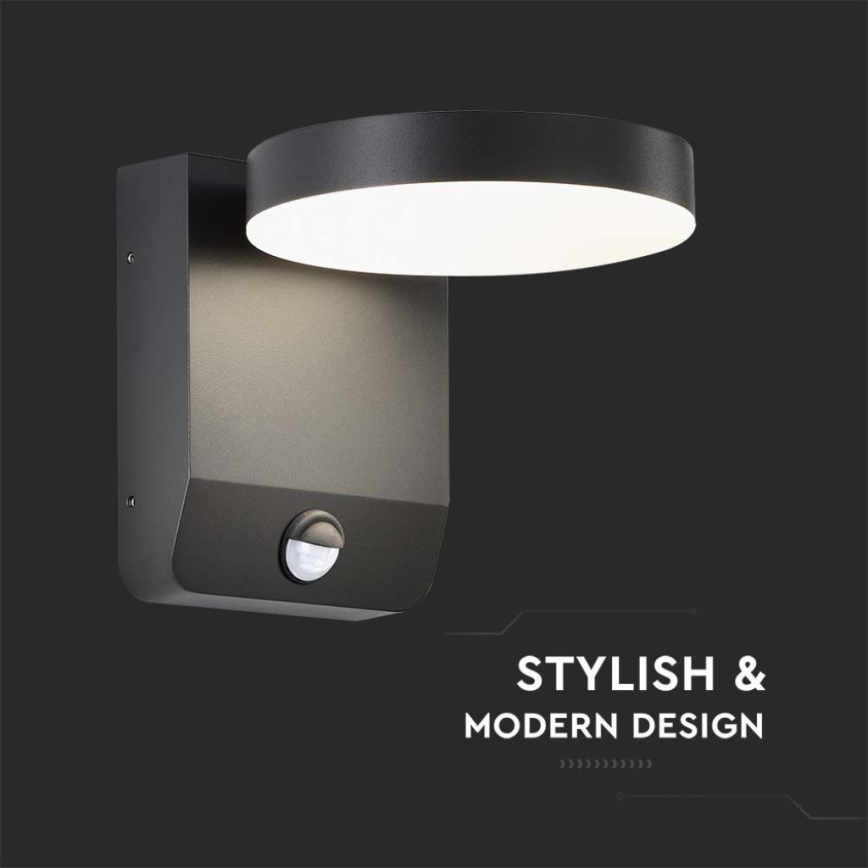LED da esterno wall flexible chiaro con sensore LED/17W/230V IP65 3000K nero