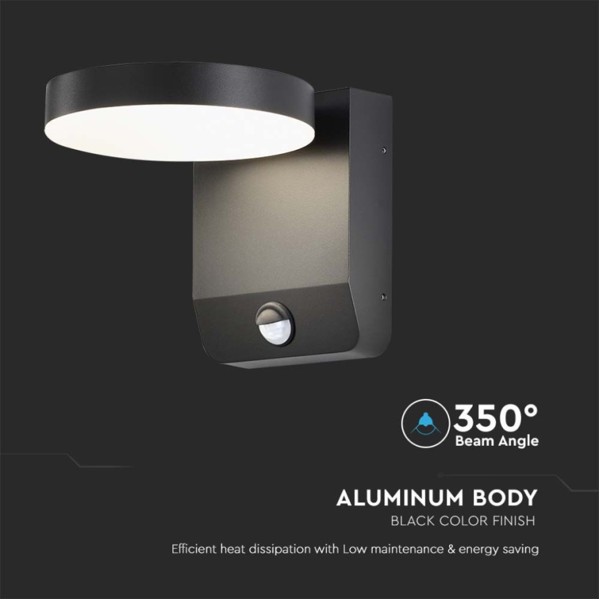LED da esterno wall flexible chiaro con sensore LED/17W/230V IP65 3000K nero