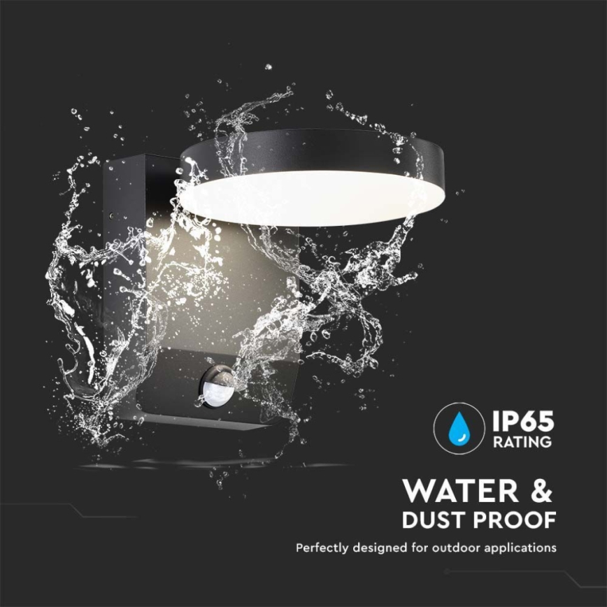 LED da esterno wall flexible chiaro con sensore LED/17W/230V IP65 3000K nero