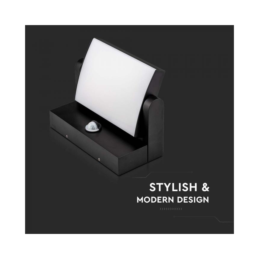 LED Applique da esterno con sensore LED/17W/230V 4000K IP65 nero
