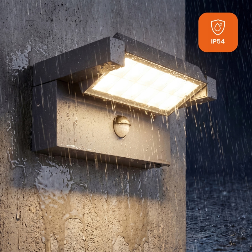 Applique murale d'extérieur LED avec détecteur de mouvement et capteur crépusculaire LED/25W/230V 3000/4000/6500K IP54 noire