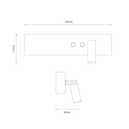 LED Applique murale RESORT LED/10W/230V + LED/3W blanche droite