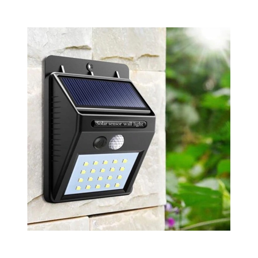 LED Applique murale solaire avec capteur LED/0,55W/3,7V 1200 mAh IP65