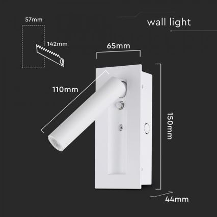 LED Applique murale spot LED/2W/230V 3000K blanche