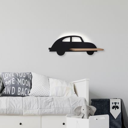 LED Applique per bambini con mensola CAR LED/5W/230V nero/legno