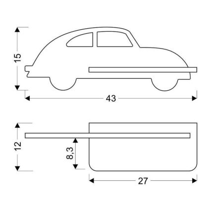 LED Applique per bambini con mensola CAR LED/5W/230V nero/legno