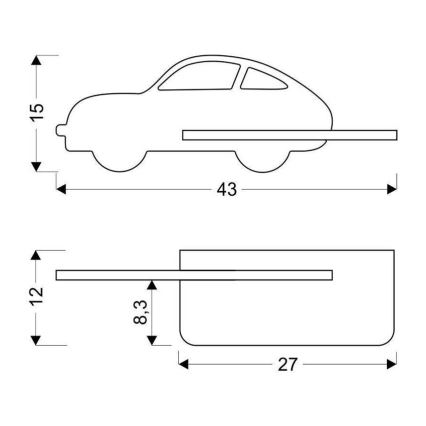 LED Applique per bambini con mensola CAR LED/5W/230V verde/legno