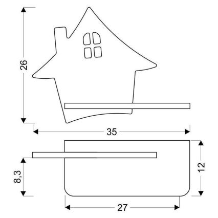 LED Applique per bambini con mensola HOUSE LED/5W/230V grigio/legno