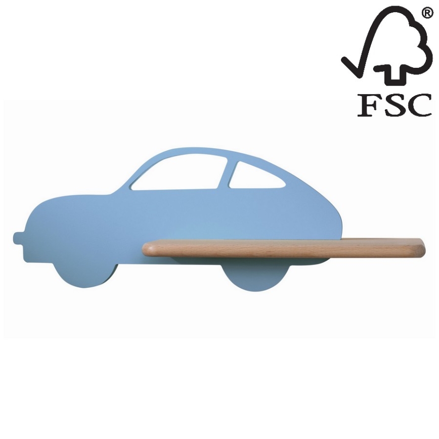 LED Applique per bambini con ripiano CAR LED/5W/230V blu/legno