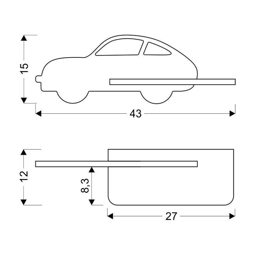 LED Applique per bambini con ripiano CAR LED/5W/230V blu/legno
