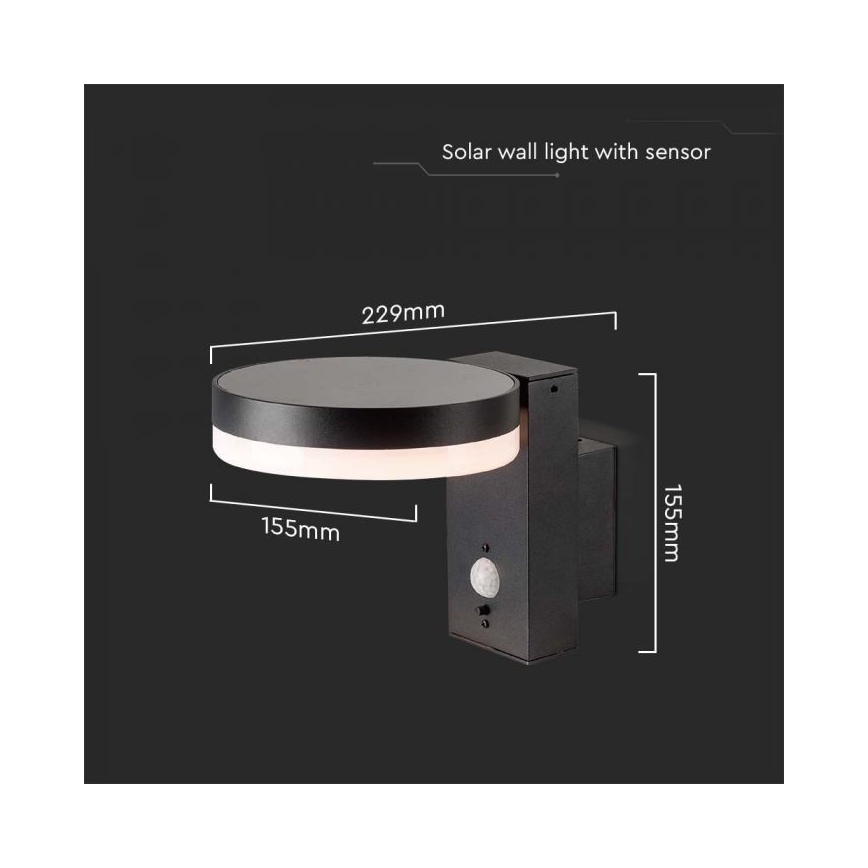 LED Applique solare da esterno con sensore LED/5,5W/3,7V 3000K IP54