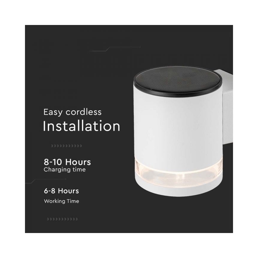 LED Applique solare da esterno LED/1W/3,7V 3000K IP54 bianco