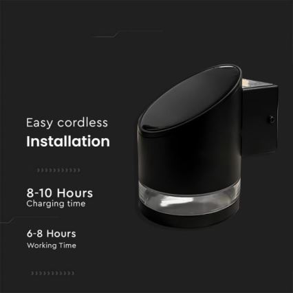 LED Applique solare da esterno LED/1W/3,7V 3000K IP54 nero