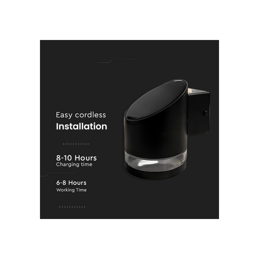 LED Applique solare da esterno LED/1W/3,7V 3000K IP54 nero