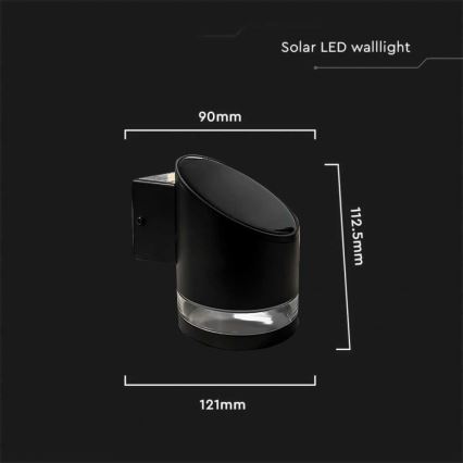 LED Applique solare da esterno LED/1W/3,7V 3000K IP54 nero