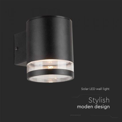 LED Applique solare da esterno LED/1W/3,7V 3000K IP54 nero