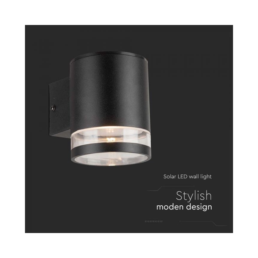 LED Applique solare da esterno LED/1W/3,7V 3000K IP54 nero