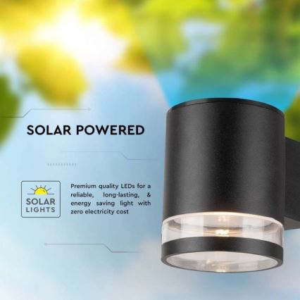 LED Applique solare da esterno LED/1W/3,7V 3000K IP54 nero