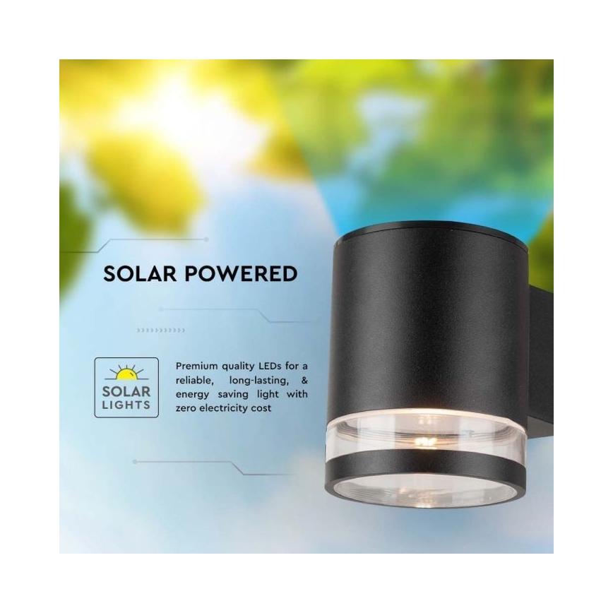LED Applique solare da esterno LED/1W/3,7V 3000K IP54 nero
