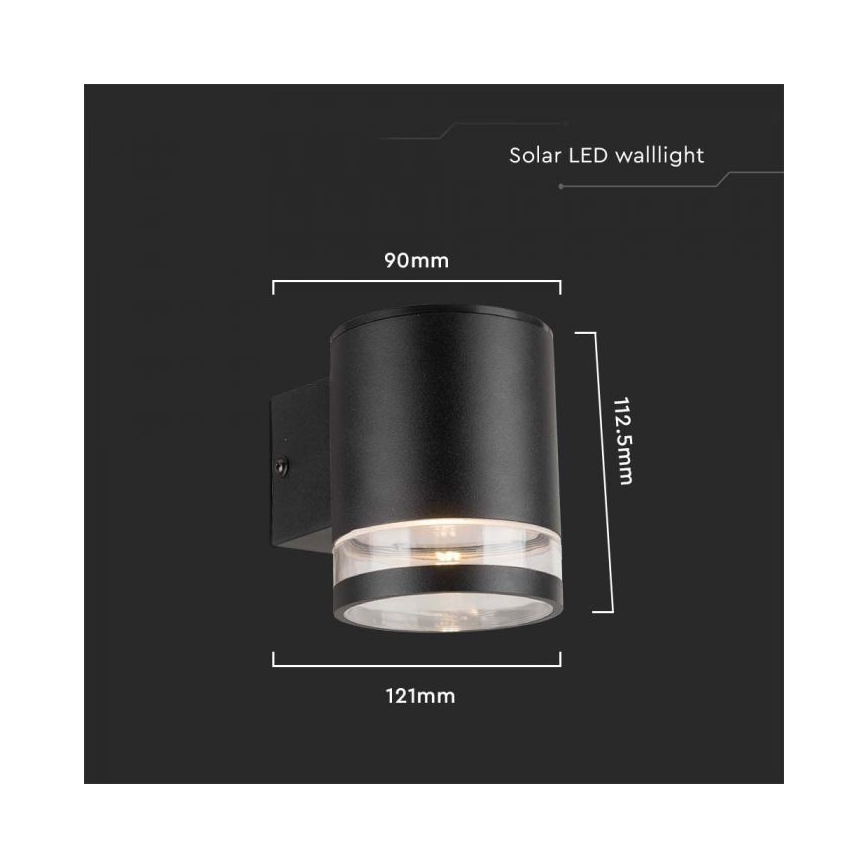LED Applique solare da esterno LED/1W/3,7V 3000K IP54 nero