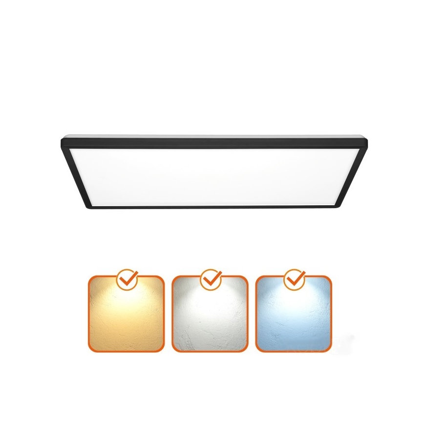 LED Aufbaupanel NIVERA LED/32W/230V IP54 3000/4000/6000K 29,5x59,5 cm schwarz