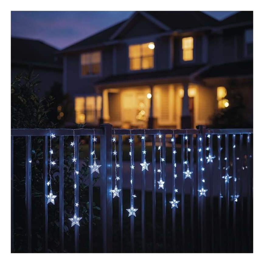 LED-Außen-Lichterkette 120xLED/8 Funktionen 3xAA 1,7 m IP44 kaltweiß