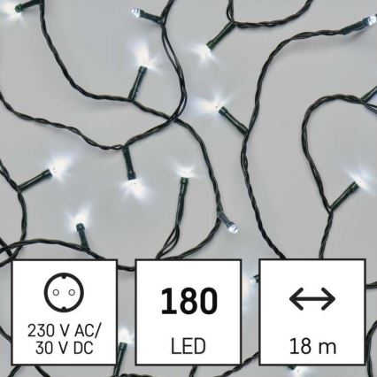 LED-Außen-Lichterkette, 180 LEDs, 8 Modi, 23 m, IP44, kaltweiß