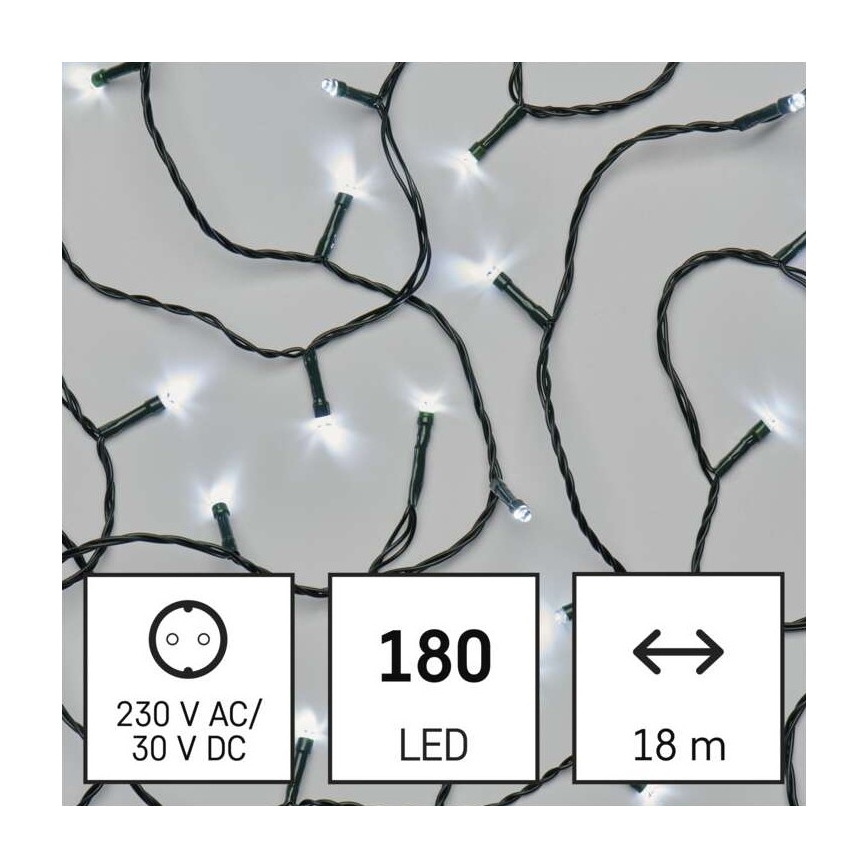 LED-Außen-Lichterkette, 180 LEDs, 8 Modi, 23 m, IP44, kaltweiß