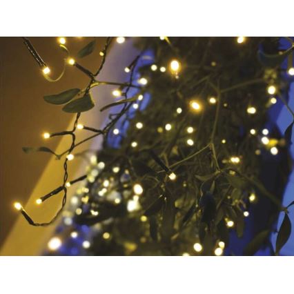 LED-Außen-Lichterkette, 200 LEDs, 8 Leuchtmodi, 8,6 m, IP44, warmweiß