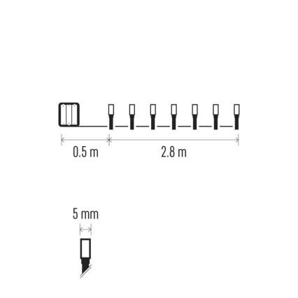 LED-Außen-Lichterkette 40 LEDs / 3x AA / 3,3 m IP44 kaltweiß
