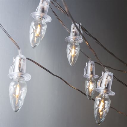 LED Außen-Weihnachtskette CONE FILAMENT 20xE10 19m klar/warmweiß IP44, Hergestellt in Tschechien