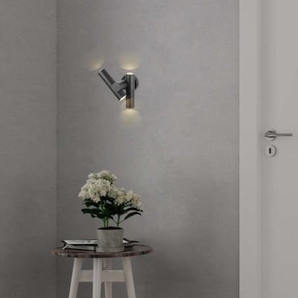 LED Außenwandleuchte flexibel 2xLED/3W/230V 4000K IP44 schwarz