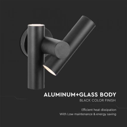 LED Außenwandleuchte flexibel 2xLED/3W/230V 4000K IP44 schwarz