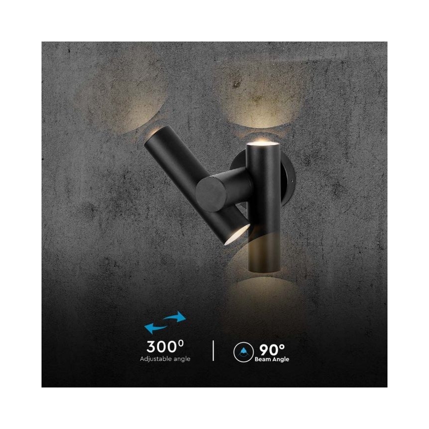 LED Außenwandleuchte flexibel 2xLED/3W/230V 4000K IP44 schwarz