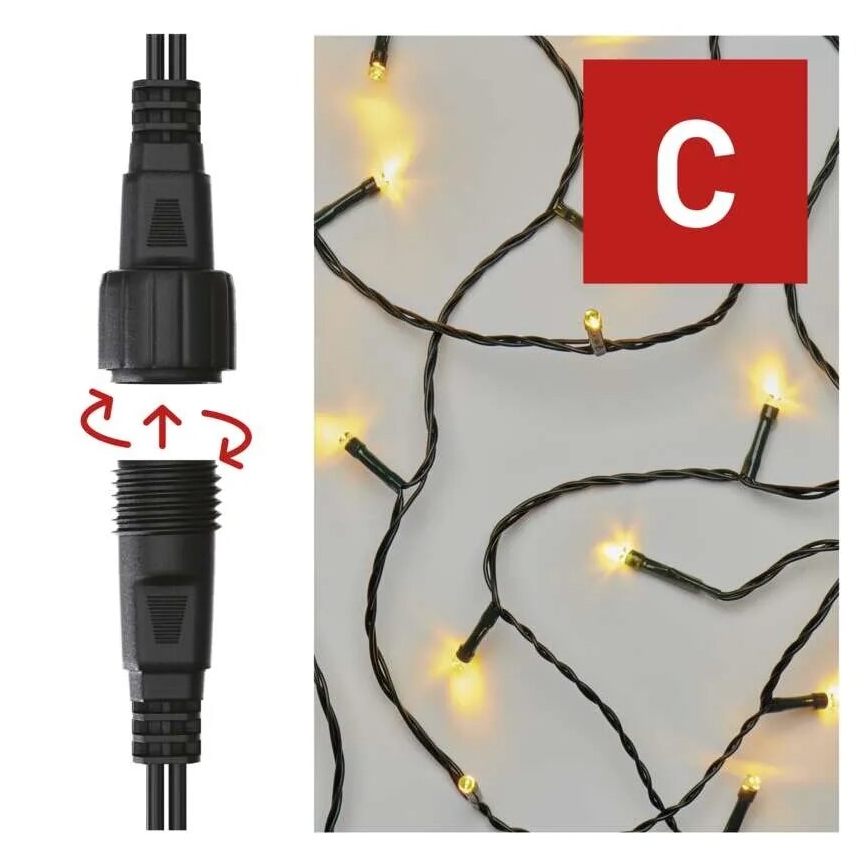 LED-Außen-Weihnachtslichterkette 50xLED/5m IP44 warmweiß