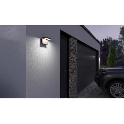 LED-Outdoor-Wandleuchte mit Sensor NATURA LED/12W/230V 4000K IP54 braun/anthrazit