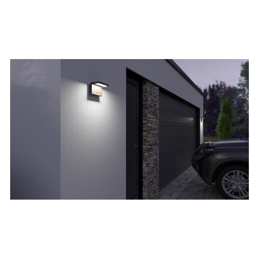 LED-Outdoor-Wandleuchte mit Sensor NATURA LED/12W/230V 4000K IP54 braun/anthrazit