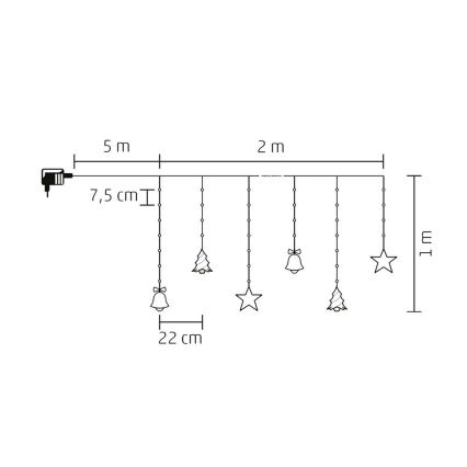 LED-Außenlichterkette, 186 LEDs, 7 m, IP44, kaltweiß