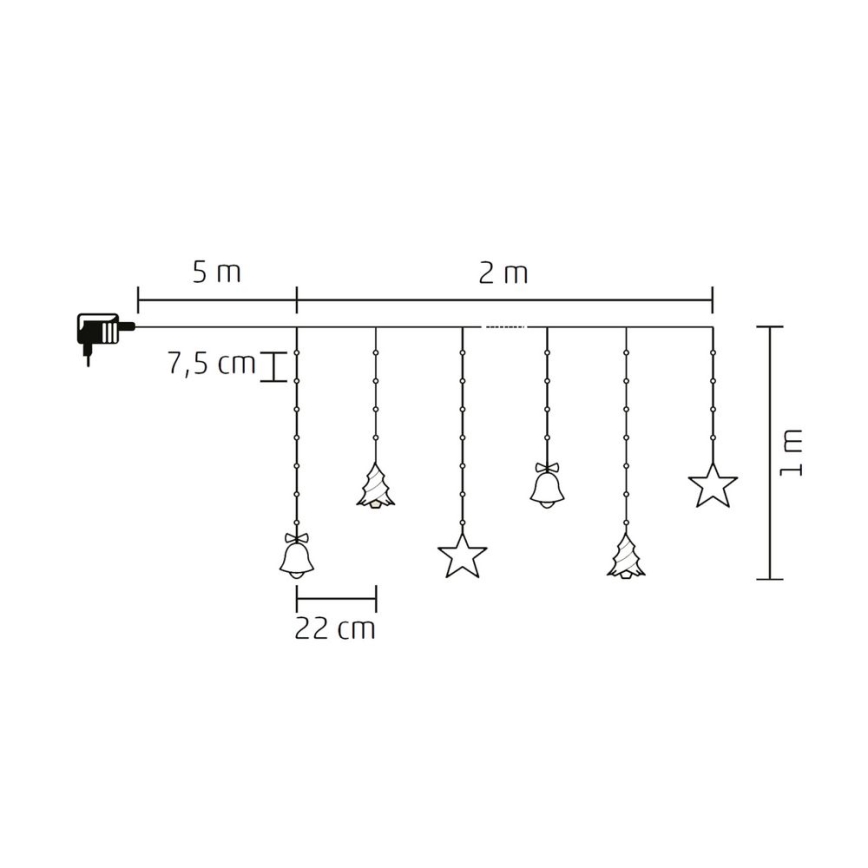 LED-Außenlichterkette, 186 LEDs, 7 m, IP44, kaltweiß