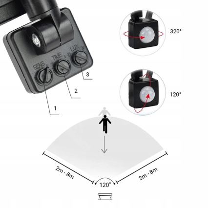 LED-Außenstrahler mit Sensor LED/50W/230V 4000K IP65 schwarz