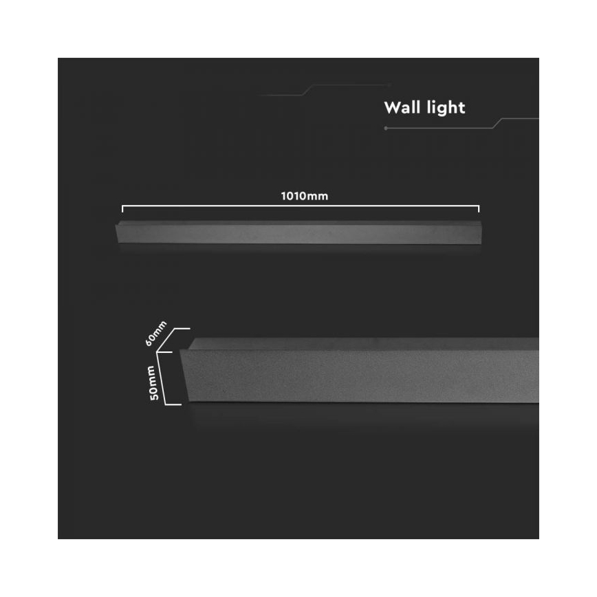 LED-Außenwandleuchte, 16 W / 230 V, 4000 K, IP65, 101 cm, schwarz