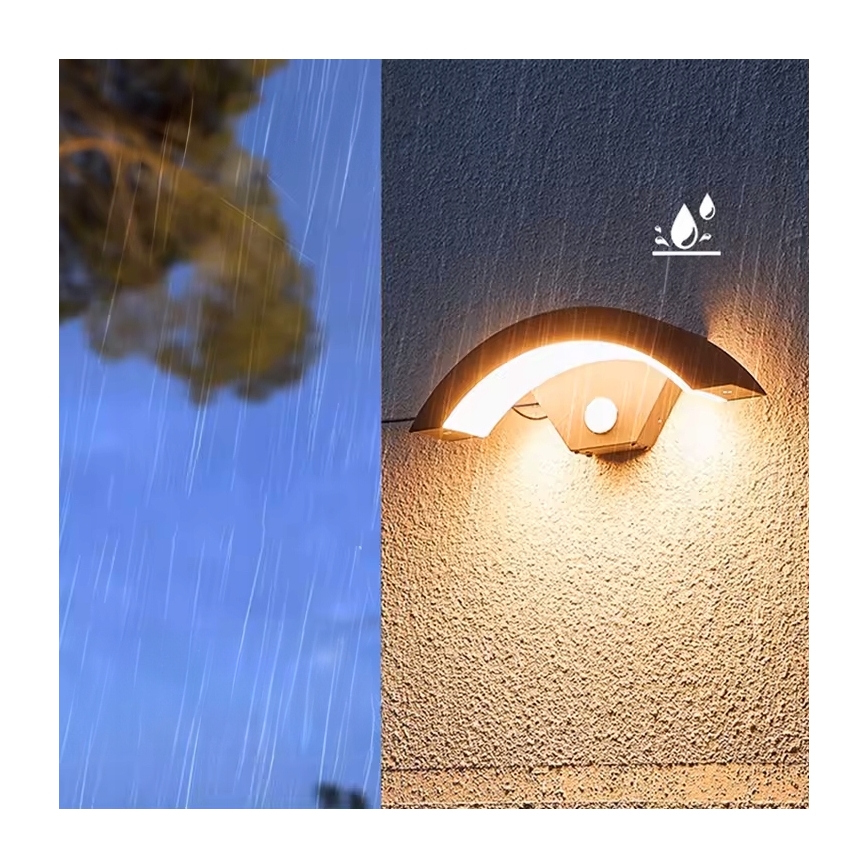 LED Außenwandleuchte mit Bewegungsmelder LED/10W/230V IP54 schwarz