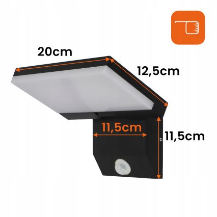 LED-Außenwandleuchte mit Bewegungsmelder LED/18W/230V IP44 schwarz